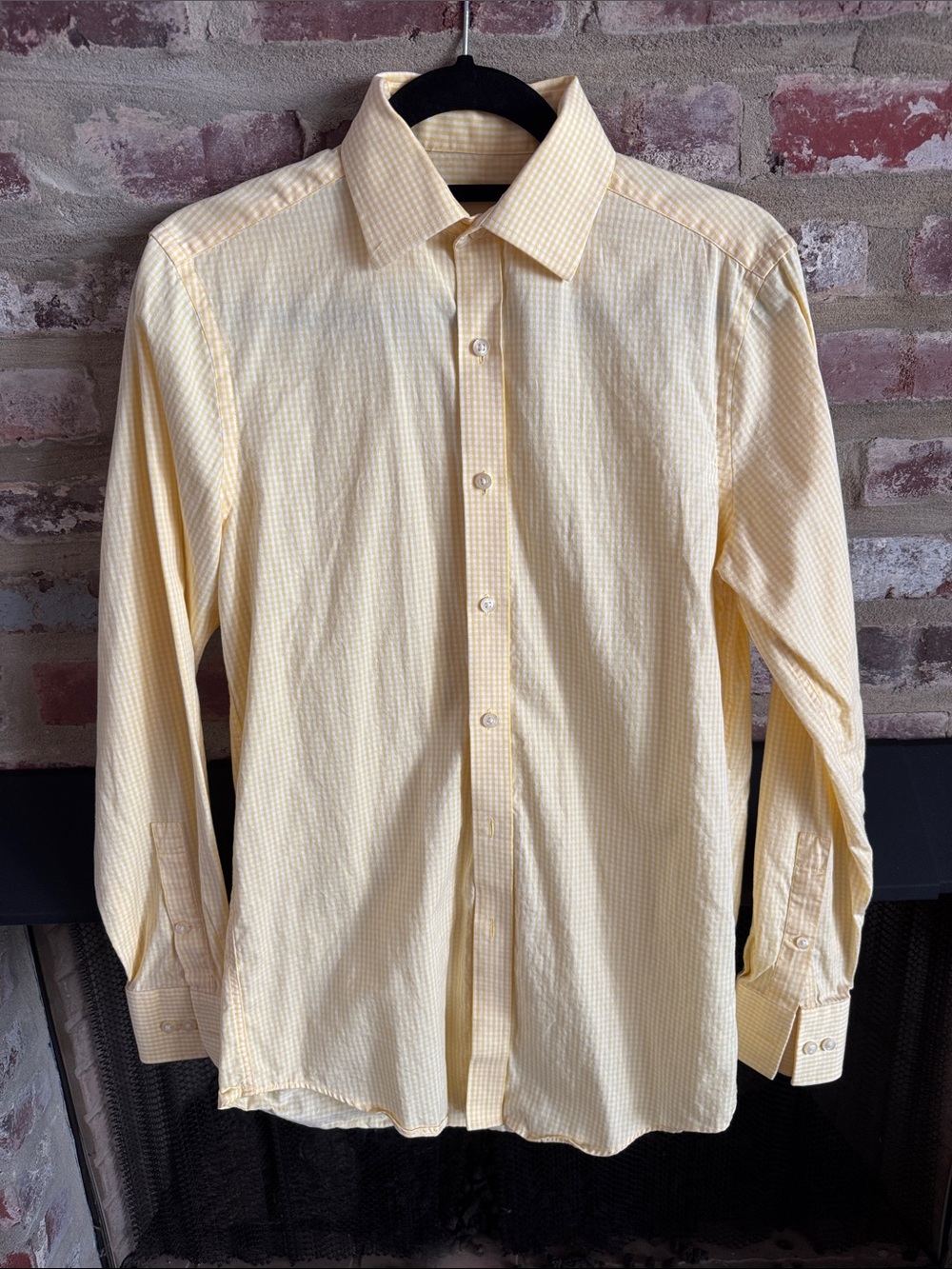 Michael Kors Yellow Check Long-Sleeve Dress Shirt